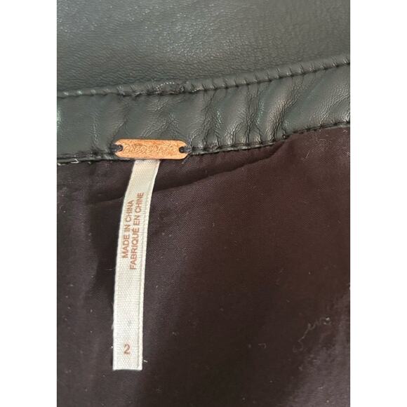 Free People Vegan Leather Midnight Magic Mini Skirt - 2 - Black Moto Grunge Glam - Picture 6 of 16